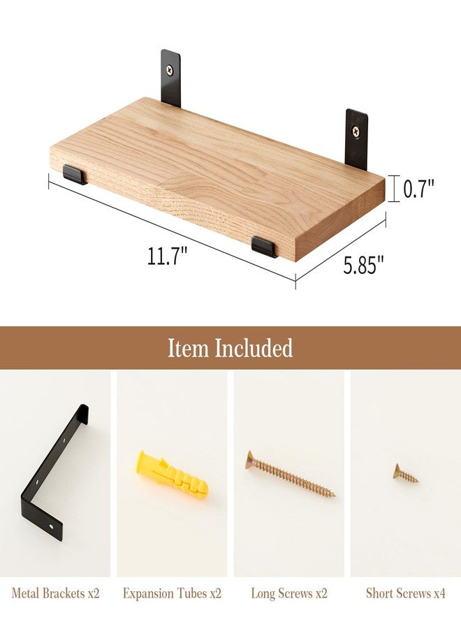 TRWISWDC Oak Floating Shelves 12 inches Floating Wood Shelf Wall Mounted with Lip Brackets for Bedroom Living Room Kitchen Bathroom Rustic Wall Storage Shelves (Upgrade Width 6") - Image 2